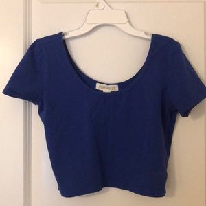 Cropped Deep Blue Short Sleeve Top